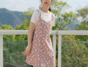 花柄 ワンピース ロンパース かわいい 膝丈 キャミワンピ 夏 フラワー 504 Sweetly