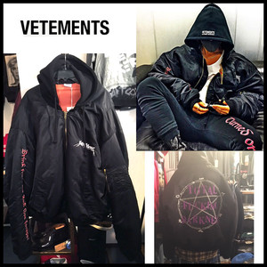 17aw Vetements ヴェトモン Tfd フード付 刺繍 Ma 1 ボンバージャケット Sohoo