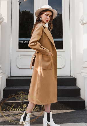 キャメル コート オフィス 通勤スタイル ウール Winter Coat Long Cool Ladies Woman Camel Antoinette