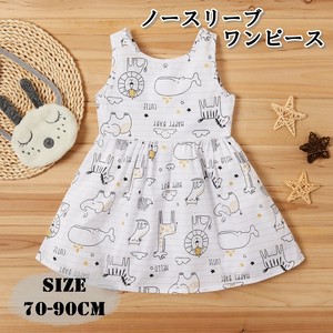 子供服 ワンピース 女の子 キッズ ベビー ノースリーブ リボン 動物 絵 ホワイト コットン ポリエステル 70 90cm P24 海外子供服専門通販サイト リーファ
