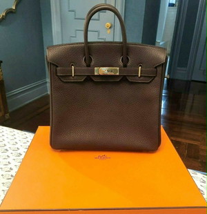 【エルメス】HERMES オータクロア28CM Fjordレザー EBENE BROWN(カーキ)GOLD金具