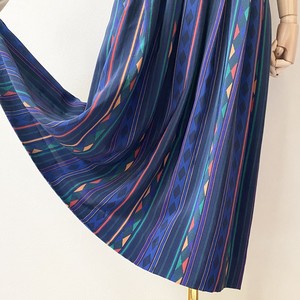 レディース 80年代 シルク ワンピース ネイティブプリント アメリカ 古着 ネイビー 日本s M Roger S Ladies ロジャース レディース