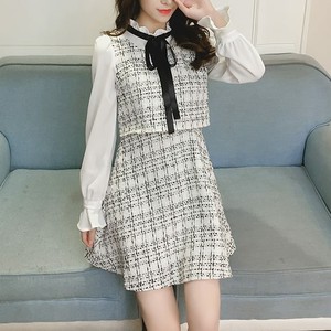 ブラウスコンビツイードワンピース Za987 Lily Boutique リリーブティック