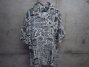 90s JUN MEN 　総柄シャツ　M　レーヨン　日本製