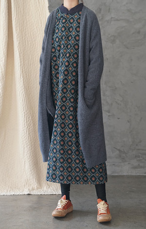 チャイナカラーキルティングワンピース Ak1472 雨風日土 Ame Kaze Hi Tuchi