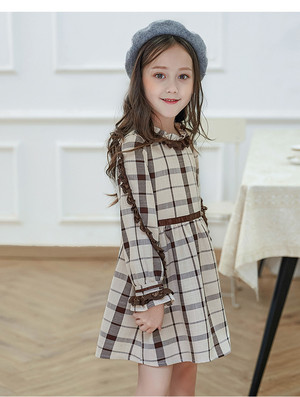 Onepeace Dress Burbully Autumn Fall Winter Hangout ワンピース バーバリー柄 秋冬 おでかけ 膝丈 おしゃれ カワイイ ドレス キッズ 子供服 Antoinette