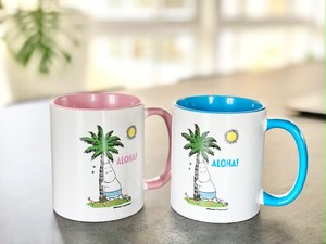 Moomin Shop Hawaii 正規品 ムーミンショップハワイ限定 ムーミン マグカップ ピンク ブルー アロハ Aloha ハワイ Hawaii 陶器 ハワイ買い付け 海外雑貨 プレゼント ギフト 贈り物 キャラクター イラスト コレクション コーヒーカップ 人気 Puahawaii