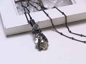 スワロフスキー galactic vertical ワイヤーラッピング ネックレス（160206silvershade）