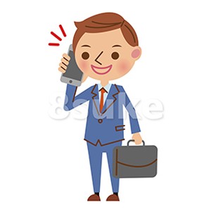 イラスト素材 スマートフォンで通話する若いビジネスマン ベクター Jpg 8sukeの人物イラスト屋 かわいいベクター素材のダウンロード販売