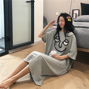 韓国 ルームウェア 可愛い イラスト ワンピース パジャマ ゆったり オルチャン 半袖 Macaron