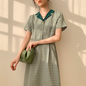 Green Check Pattern Dress グリーンチェック柄ワンピース Karry Green Check Pattern Dress グリーンチェック柄ワンピース Karry