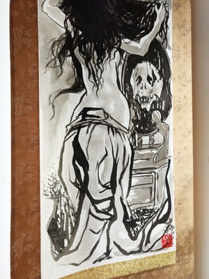 直筆掛け軸 身体髪膚髪鬼纏之図 大蛇堂 おろちどう