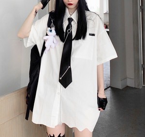 半袖 シャツ レディース ネクタイ付き ブラウス 個性的 トップス 韓国 Tb 784 毒いちご 韓国ファッション