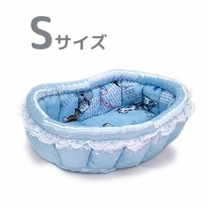 ふーじこちゃんママ手作り　ぽんぽんベッド　（ライトブルーxアメリカンキャット）　Sサイズ