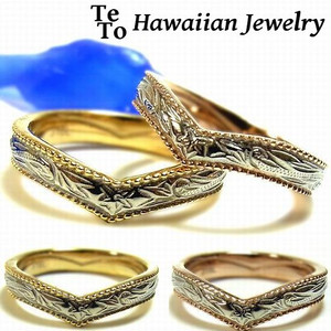 【HawaiianJewelry / ハワイアンジュエリー】 ステンレスリング/指輪 プリメリア カレイキニ スクロール ハート