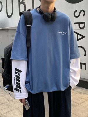 韓国メンズファッション シンプル レイヤード ロンt Tシャツ 長袖 カジュアル 送料無料 韓国メンズ服 流行プチプラ韓国 メンズファッション新作通販 Buy The World