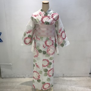 新品 浴衣 単品 フリーサイズ ピンク ひまわり 綿麻 Tokyo135