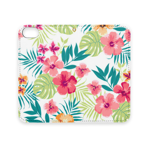 ハイビスカス 手帳型iphoneケース ベルトなし Hym Store