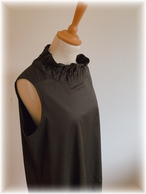 プレミアムコットン  シャーリングコクーンドレス ノースリーブ　