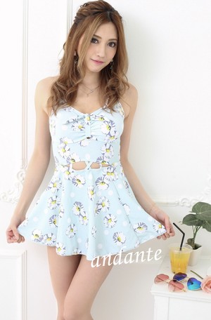 マーガレット柄ワンピース水着 ライトブルー Hm1 アパレル通販 Andante