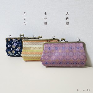 親子がま口お財布バッグ / さくら 七宝つなぎ 古代紫 親子がま口お財布バッグ / さくら 七宝つなぎ 古代紫