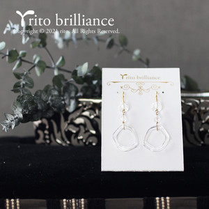 Rito Brilliance 透明 透明 透明 変形しずくパーツと天然石 スワロフスキーのクリアな夏向けデザインピアス イヤリングに変更可能 Rito Brilliance