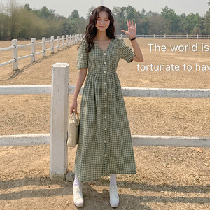 ギンガムチェックロングワンピース 韓国レディースファッション通販 Krex ケーレックス
