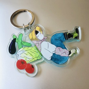 野菜を育てる人のキーホルダー