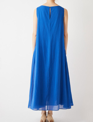 Whim Gazette ウィム ガゼット Web限定 コットンシフォン サックフレアワンピース ブルー F Lifne リフネ