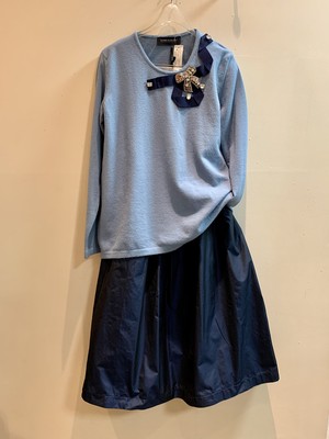 【Donna da Sogno】リボンアップリケ セーター(330-492) 【Donna da Sogno】リボンアップリケ セーター(330-492)