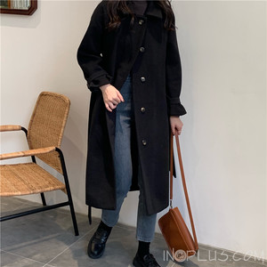 アウター 韓国系大人可愛い安くてかわいいシンプルラシャ秋冬ロング