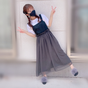 エプロンワンピース ブラック Angecharme エプロンワンピース ブラック Angecharme