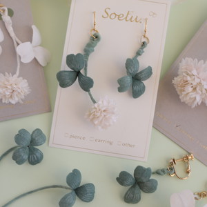布花 白詰草 ほんのりピンク 四つ葉のクローバー Soelu