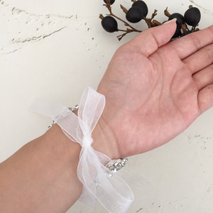 Flower ビジューリボンブレスレット アームレット アンクレット Muguet Jewel オシャレな大人花嫁のウェディングアクセサリー 大ぶりピアス イヤリング