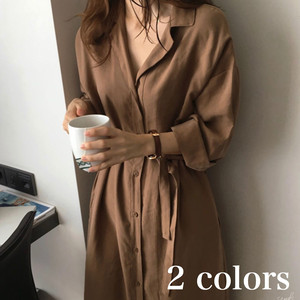 春 秋 開襟シャツワンピース ロング 前開きワンピース ゆったり ロングワンピース 羽織 大きいサイズ 長袖 韓国 Op 03 Happy Orurea ハッピーオルレア