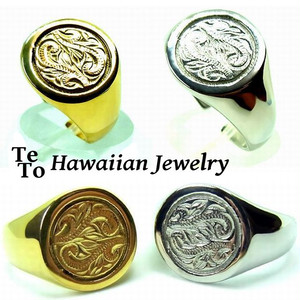 【HawaiianJewelry / ハワイアンジュエリー】 リング/指輪 レディース メンズ シルバー K14イエローゴールドコーティング インスタ