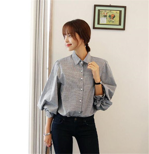 トレンドのバルーン袖シャツ ｖネックサマーニット トップス シンプル シャツ 大人 カジュアル ファッション とろみシャツ ブラウス ママ 韓国レディース キッズファッション Londonbridge ロンドンブリッジ