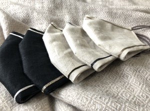 【刺繍マスク/ワイヤー】 "Simple line✴︎Beige"