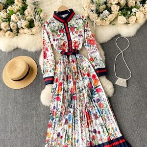 Ml即納品 動画あり スタッフ着用 長袖ワンピ人気no2 花柄 襟付きロングワンピース Select Shop For Date