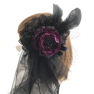 ヘッドドレス&コサージュ(BK×PU)