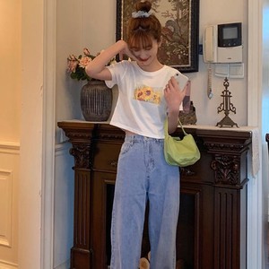 送料無料 Tシャツ トップス プリント ロゴ ひまわり フラワー 半袖 ゆったり カジュアル レトロ 大人可愛い おしゃれ シンプル お出かけ デート 普段使い デイリー 着回し Tp 2iu Imagibune