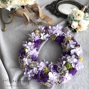あじさいと小花のリースm パープル Ombres Douces