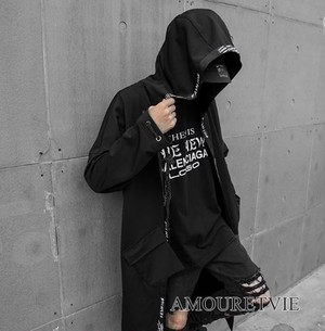 メンズ カーディガン 羽織 コート アウター カジュアル 黒 ブラック スタイリッシュ ストリート 原宿系 ピープス オルチャン 韓国ファッション 1217 Amouretvie モレヴィ