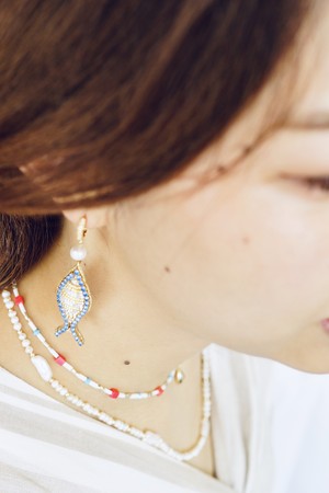【刺繍ジュエリー】Fish! ▽注文時に、ピアス/イヤリングお選びいただけます。