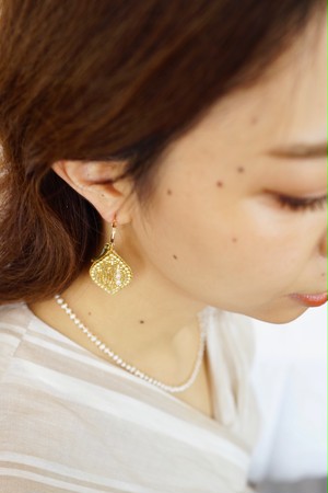 【刺繍ジュエリー】Lemon! ▽注文時に、ピアス/イヤリングお選びいただけます。