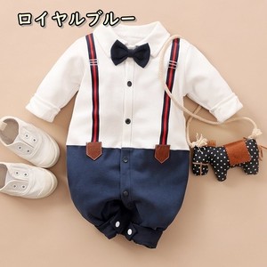 子供服 ロンパース リボン 2点セット 男の子 キッズ ベビー 新生児 長袖 イベント 結婚式 パーティー 披露宴 子ども服 こども服 子ども 子供 秋服 冬服 秋 冬 かっこいい シンプル おしゃれ 撮影 韓国子供服 韓国 ブルー ホワイト グレー コットン 59 90cm P06 海外