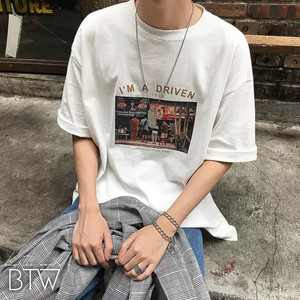 韓国メンズファッション Bw701 ルーズ 半袖 ロゴ Tシャツ 肩落ち トップス カジュアル 夏 韓国メンズ服 流行プチプラ韓国メンズファッション新作通販 Buy The World