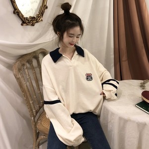 ワッペン付きポロ襟トレーナー 韓国レディースファッション通販 Krex ケーレックス