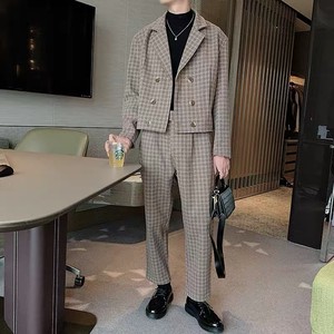 ショート丈チェック柄ダブルジャケット セットアップ Me0680 Budz 韓国メンズファッション通販サイト