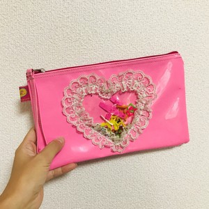 ハートのヒラヒラおもちゃポーチ(ピンク)